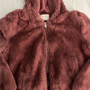 Love Tree Dusty Rose Faux Fur Hoodie